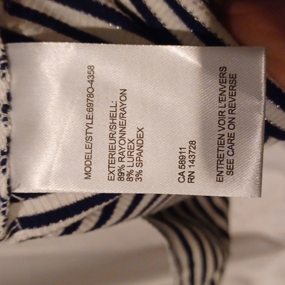 Tribal Jean's Women's cap sleeve black & white & silver stripes, Size Large - Picture 8 of 9